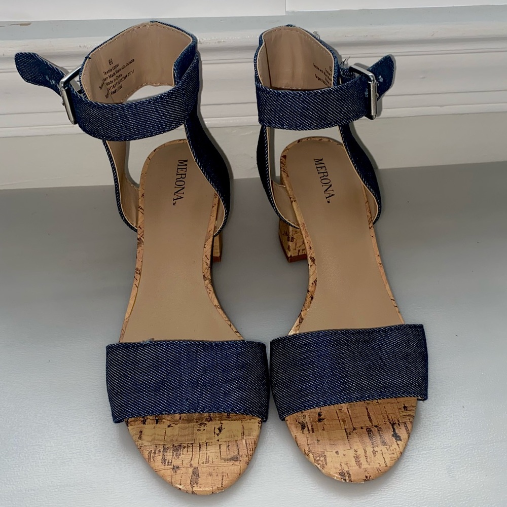 Merona Denim Block Heel Sandal - Size 6 1/2